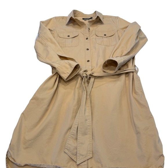 Lauren Ralph Lauren Women's Shirt Dress Denim Khaki Button Down Size M - Picture 2 of 10